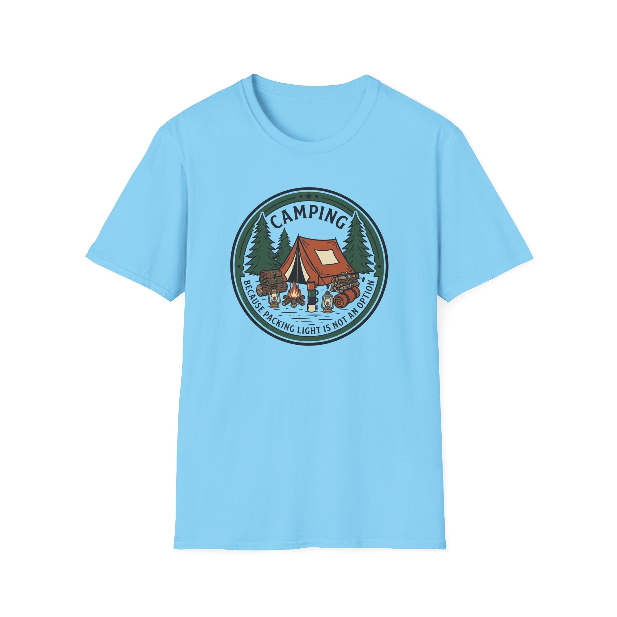 Camping Campfire Tent Graphic T-Shirt | Outdoor Adventure Cabin Design