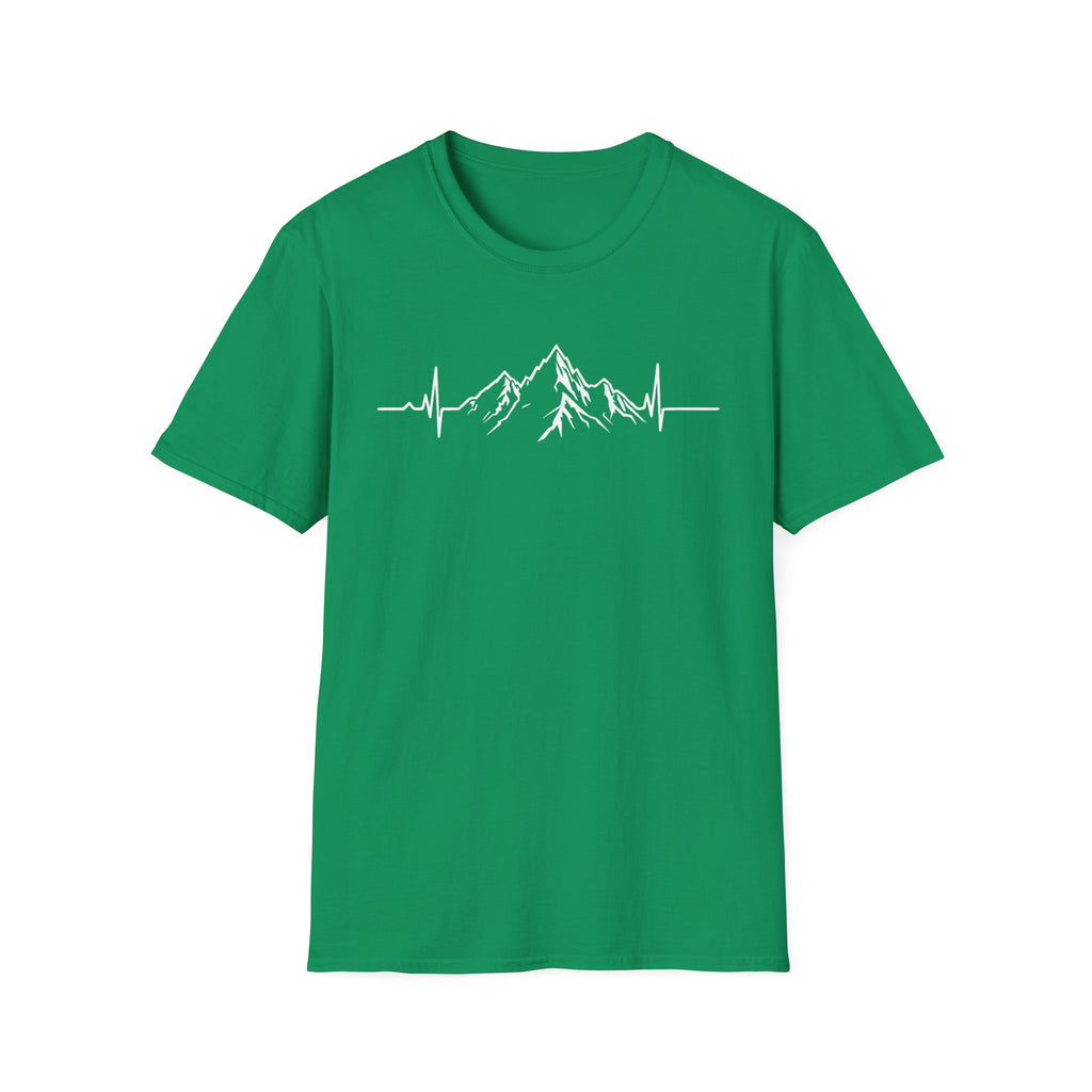 Mountain Heartbeat T-Shirt — Minimalist Mountain ECG Tee for Hikers & Outdoor Lovers