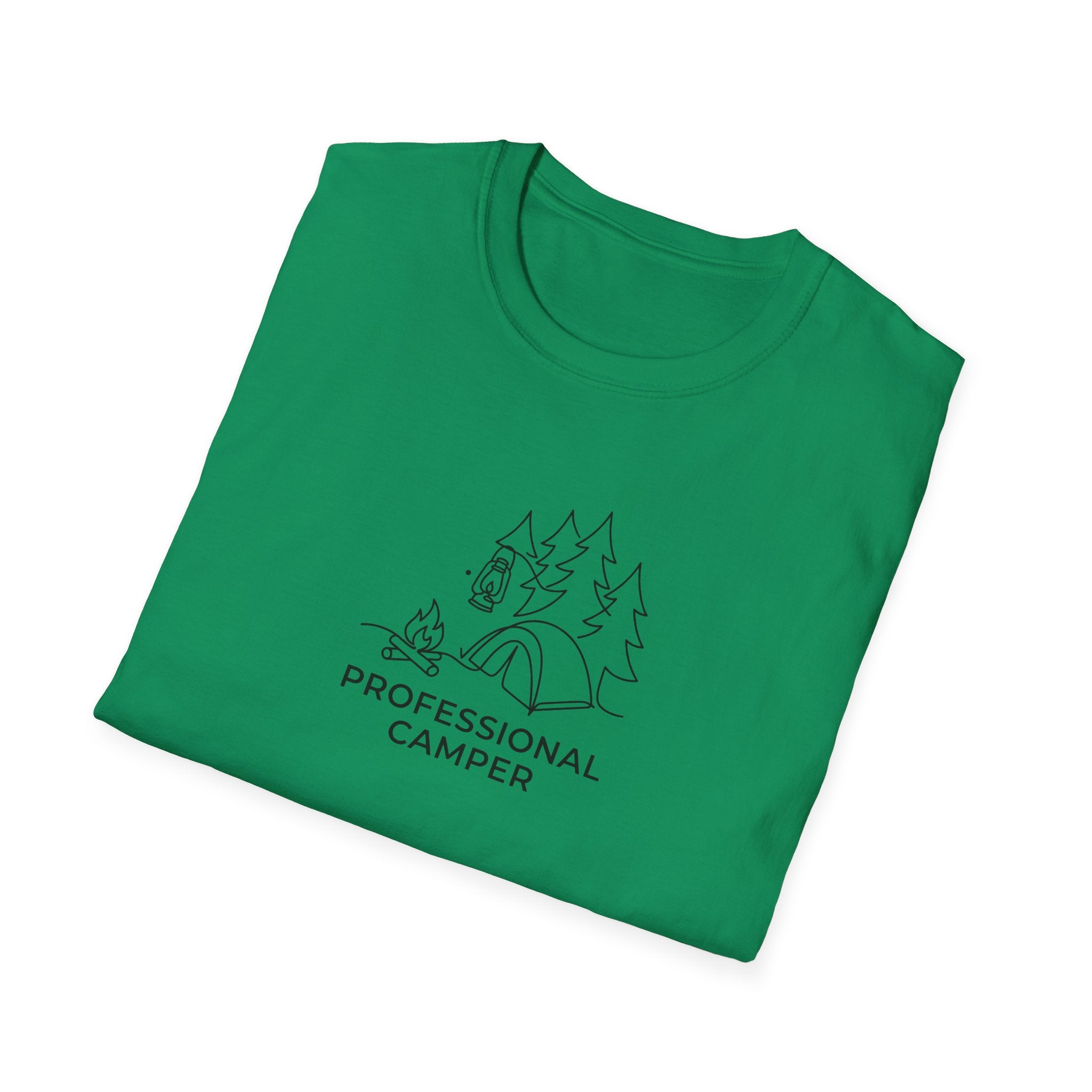 Professional Camper T-Shirt | Minimal Line Art Camping Design