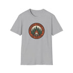 Northwest Camping Club Find Your Fire T-Shirt | Campfire Trees Outdoor Badge Shirt