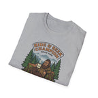 Sasquatch Hide & Seek Champion T-Shirt | Powered by Coffee, Bigfoot Design