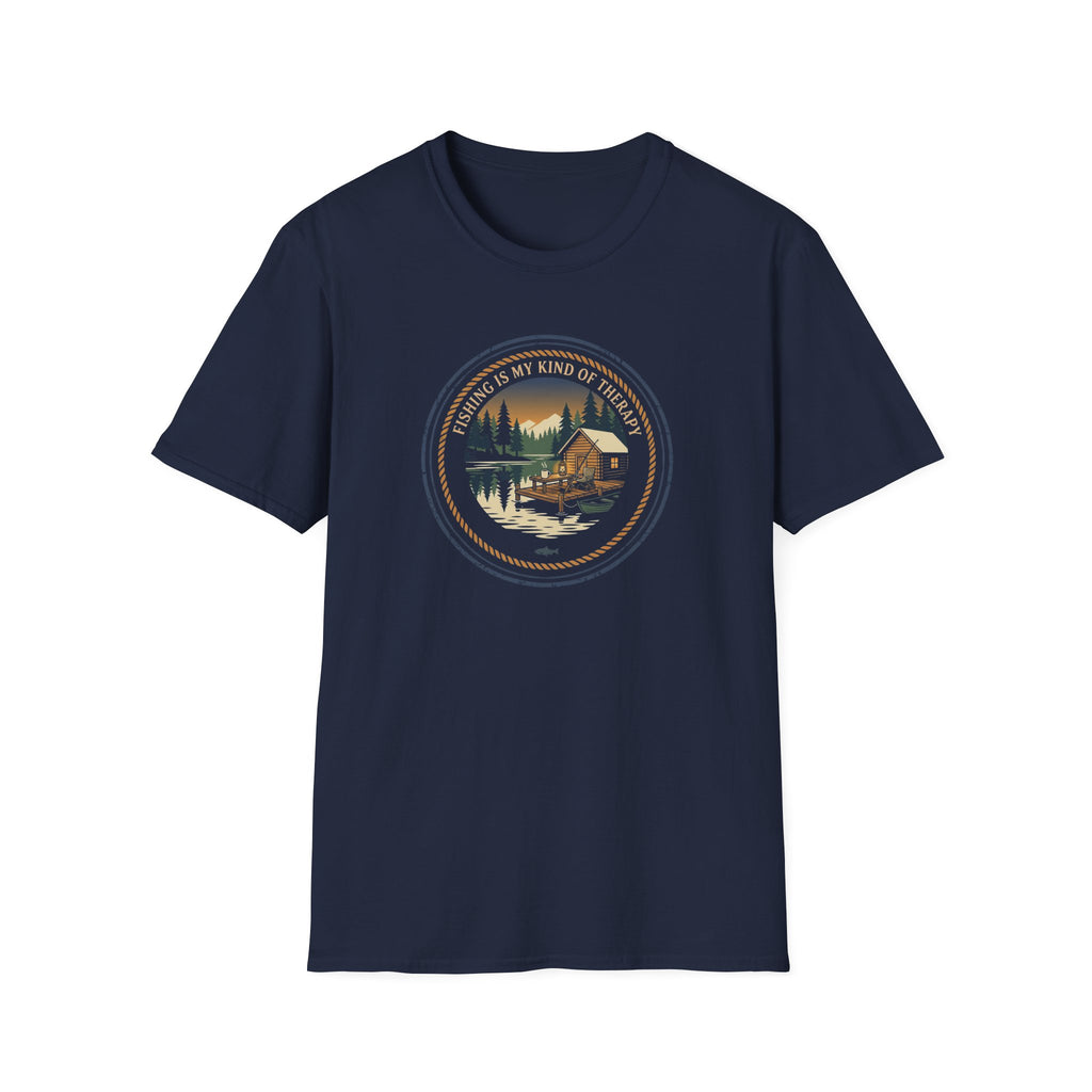 Fishing Is My Kind Of Therapy T-Shirt | Cabin Lakeside Fishing Design