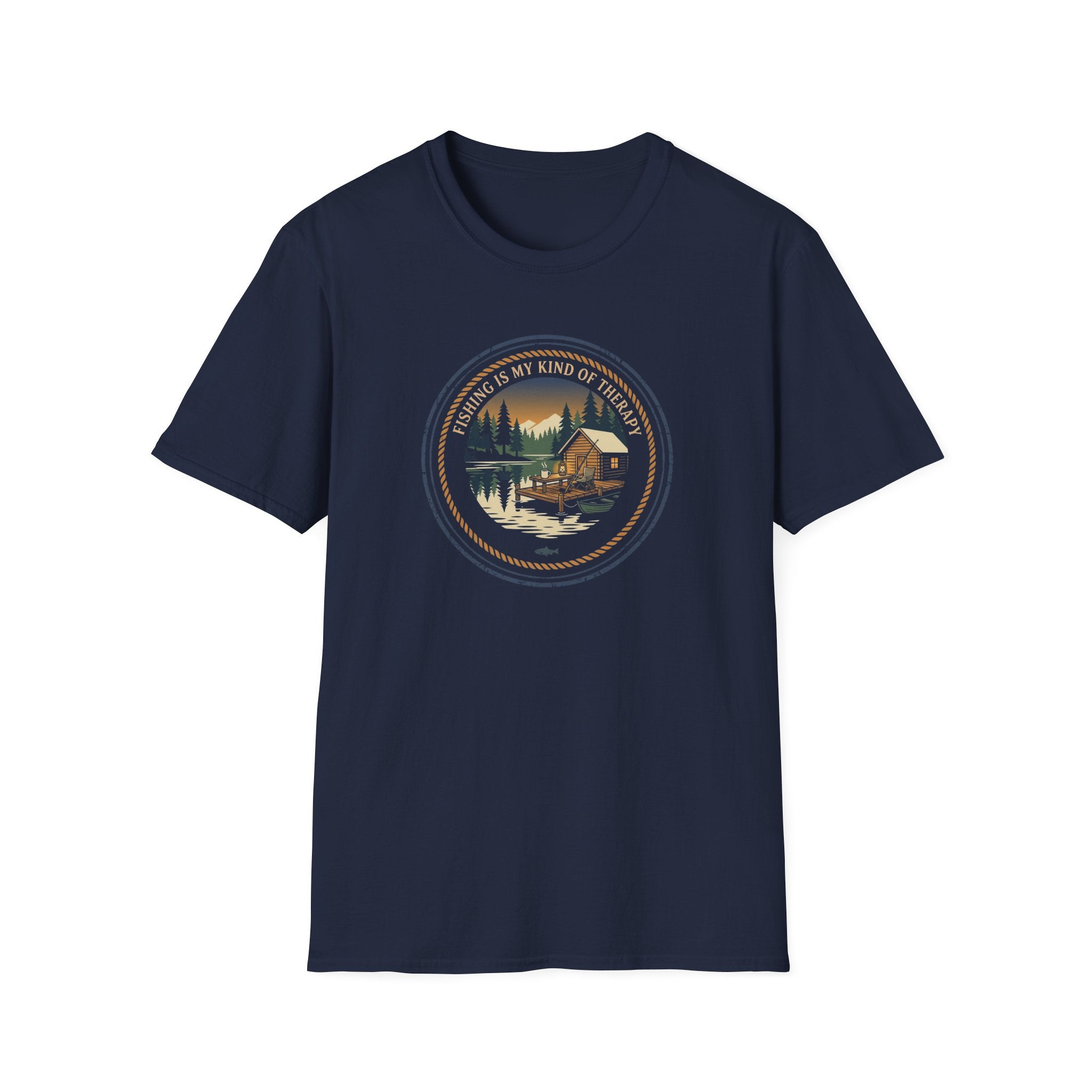 Fishing Is My Kind Of Therapy T-Shirt | Cabin Lakeside Fishing Design