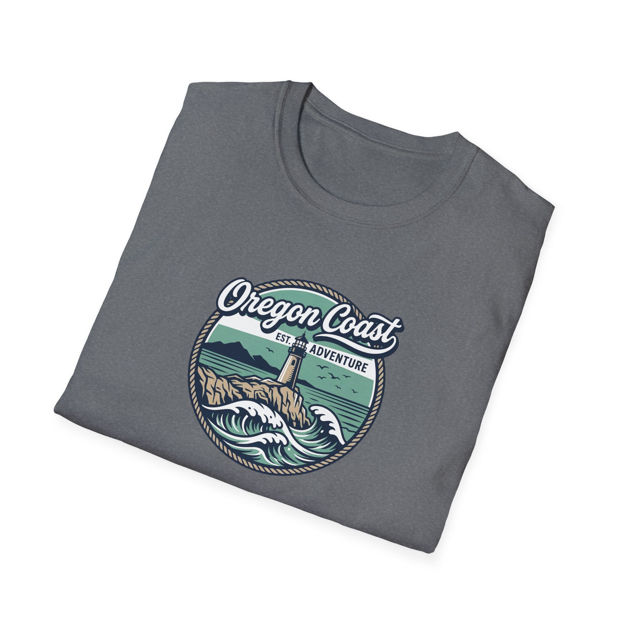 Oregon Coast Lighthouse Waves T-Shirt | Coastal Sunset Badge