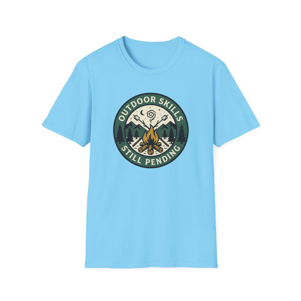 Outdoor Skills Still Pending T-Shirt | Camping Campfire Graphic Shirt