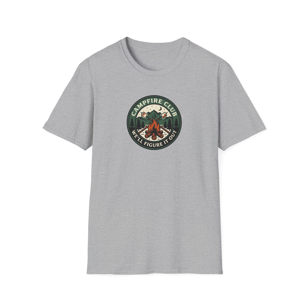 Campfire Club Patch design T-Shirt | Mountain Camping Logo Tee