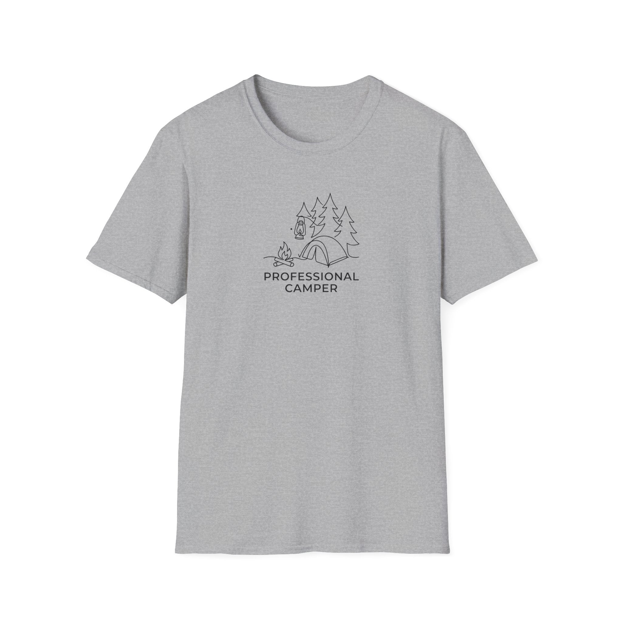 Professional Camper T-Shirt | Minimal Line Art Camping Design