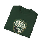 Camp Trails badge T-Shirt | Mountain camping logo, forest trail emblem