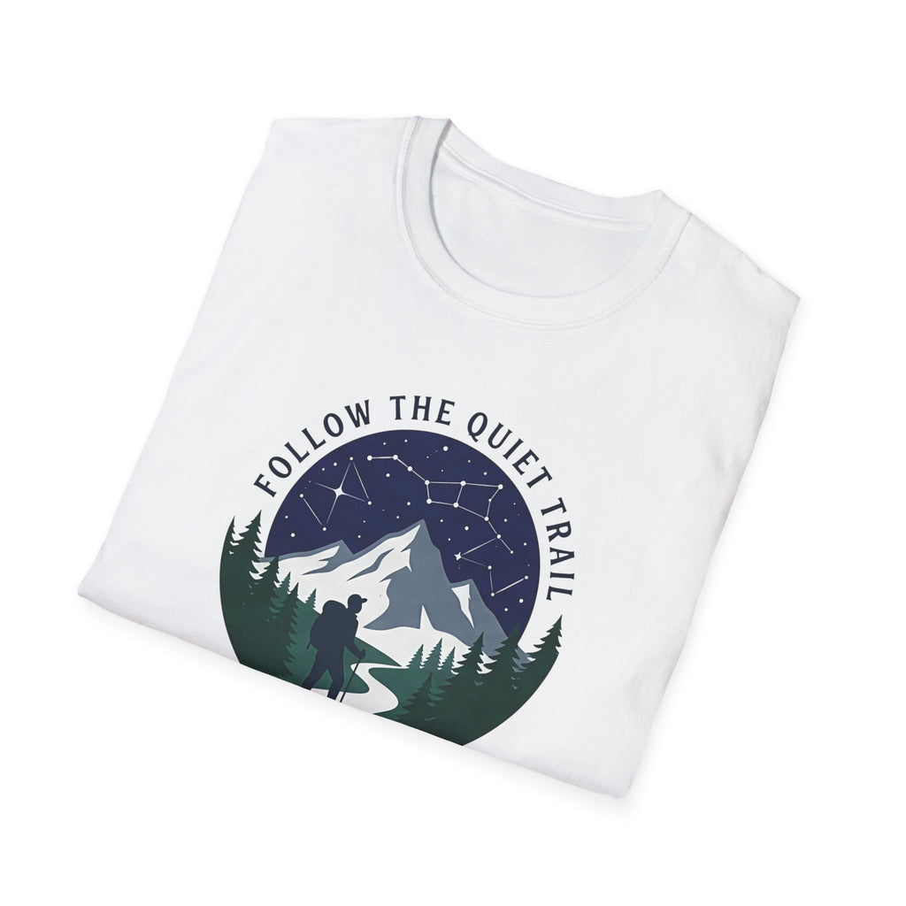 Follow The Quiet Trail Hiking T Shirt | Mountain Night Sky