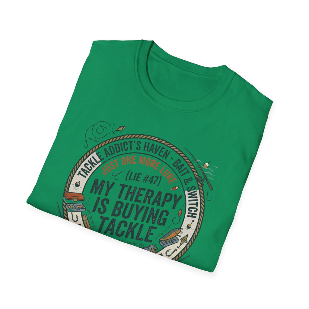 My Therapy Is Buying Tackle Fishing T-Shirt | Fishing Rod Reel Bait Angler Tee