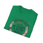 My Therapy Is Buying Tackle Fishing T-Shirt | Fishing Rod Reel Bait Angler Tee
