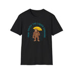 PNW Enjoy the Liquid Sunshine Bigfoot T-Shirt | Rain Umbrella Illustration