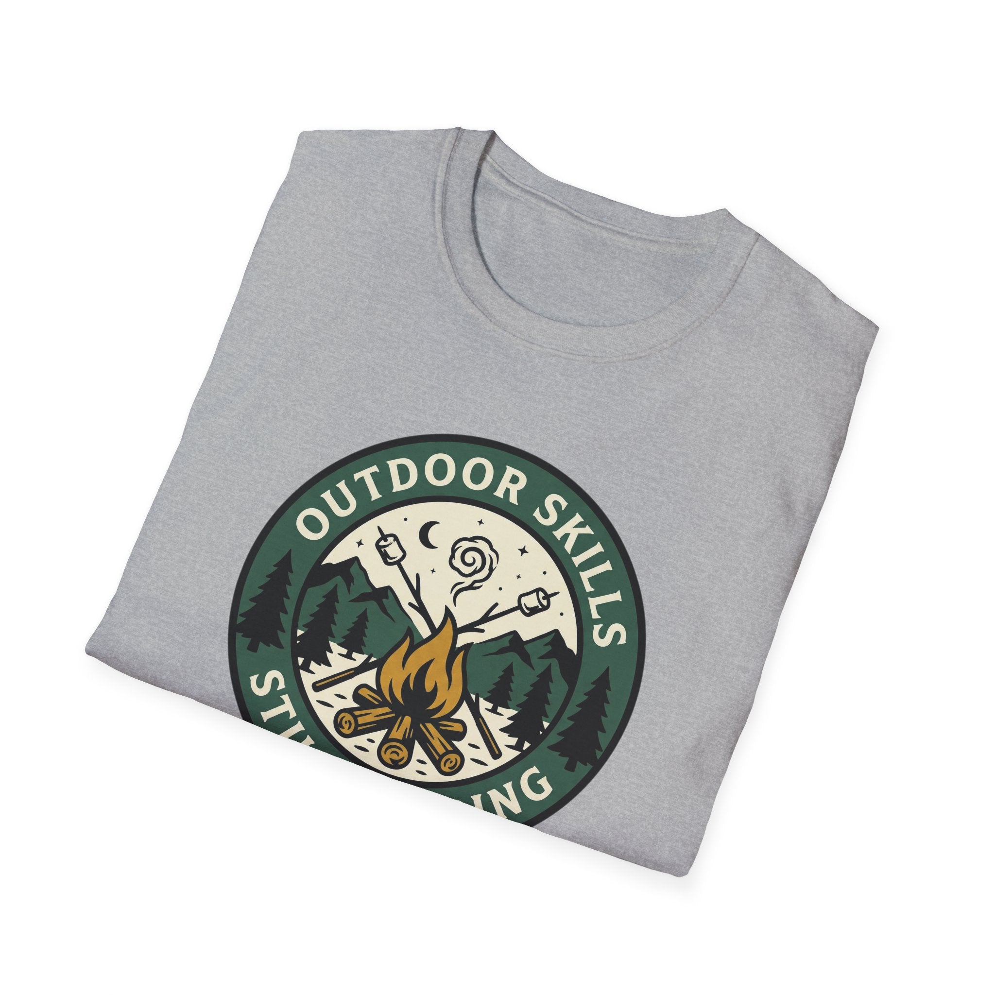 Outdoor Skills Still Pending T-Shirt | Camping Campfire Graphic Shirt