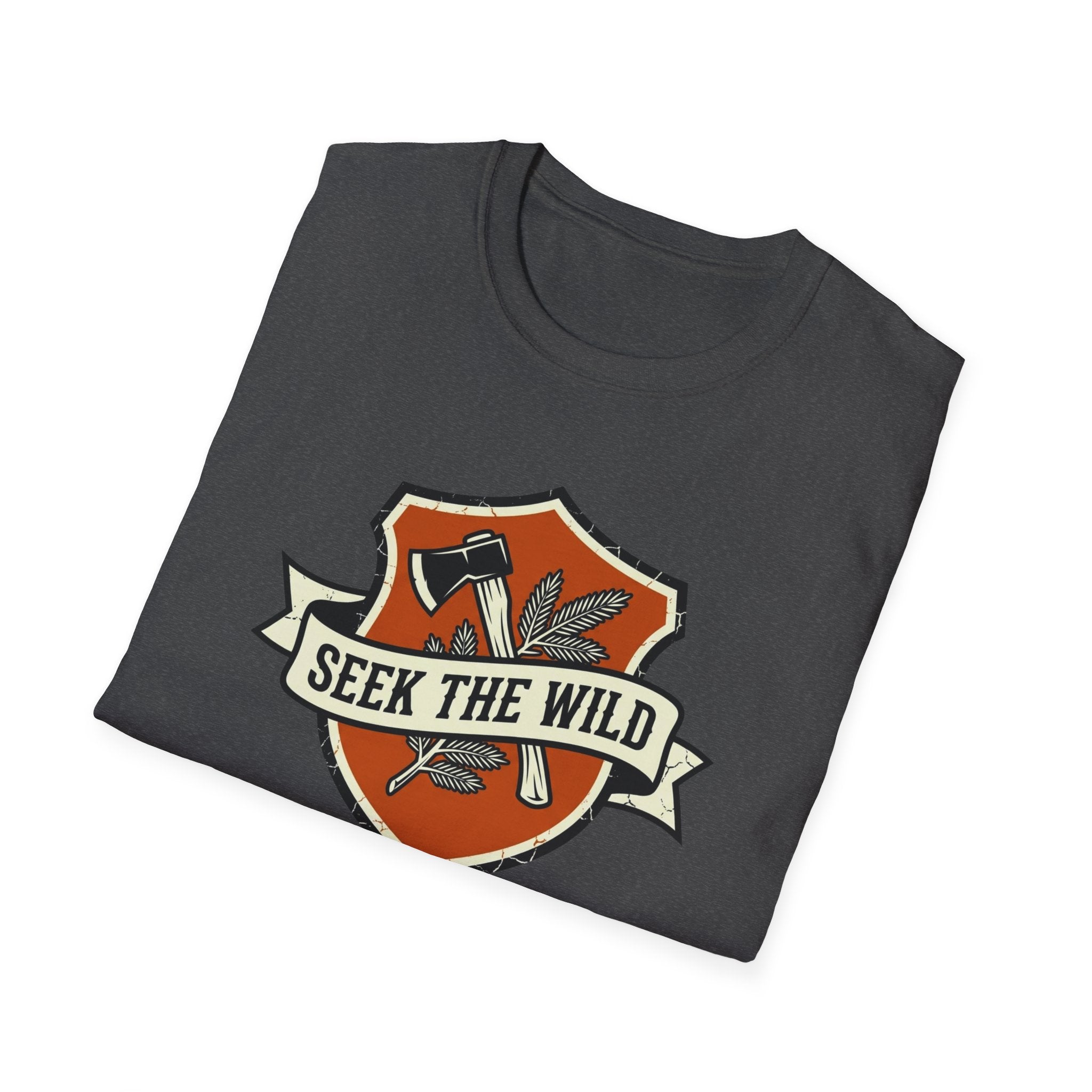 Seek The Wild emblem T-shirt | outdoor adventure badge design