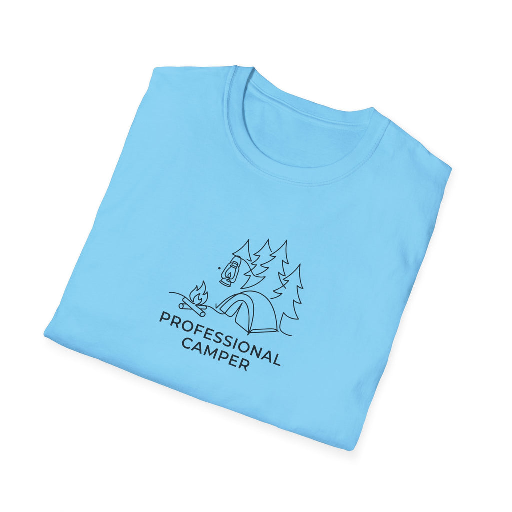 Professional Camper T-Shirt | Minimal Line Art Camping Design