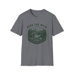 Seek the Wild hiker mountain graphic T-Shirt | Pacific Northwest outdoor design
