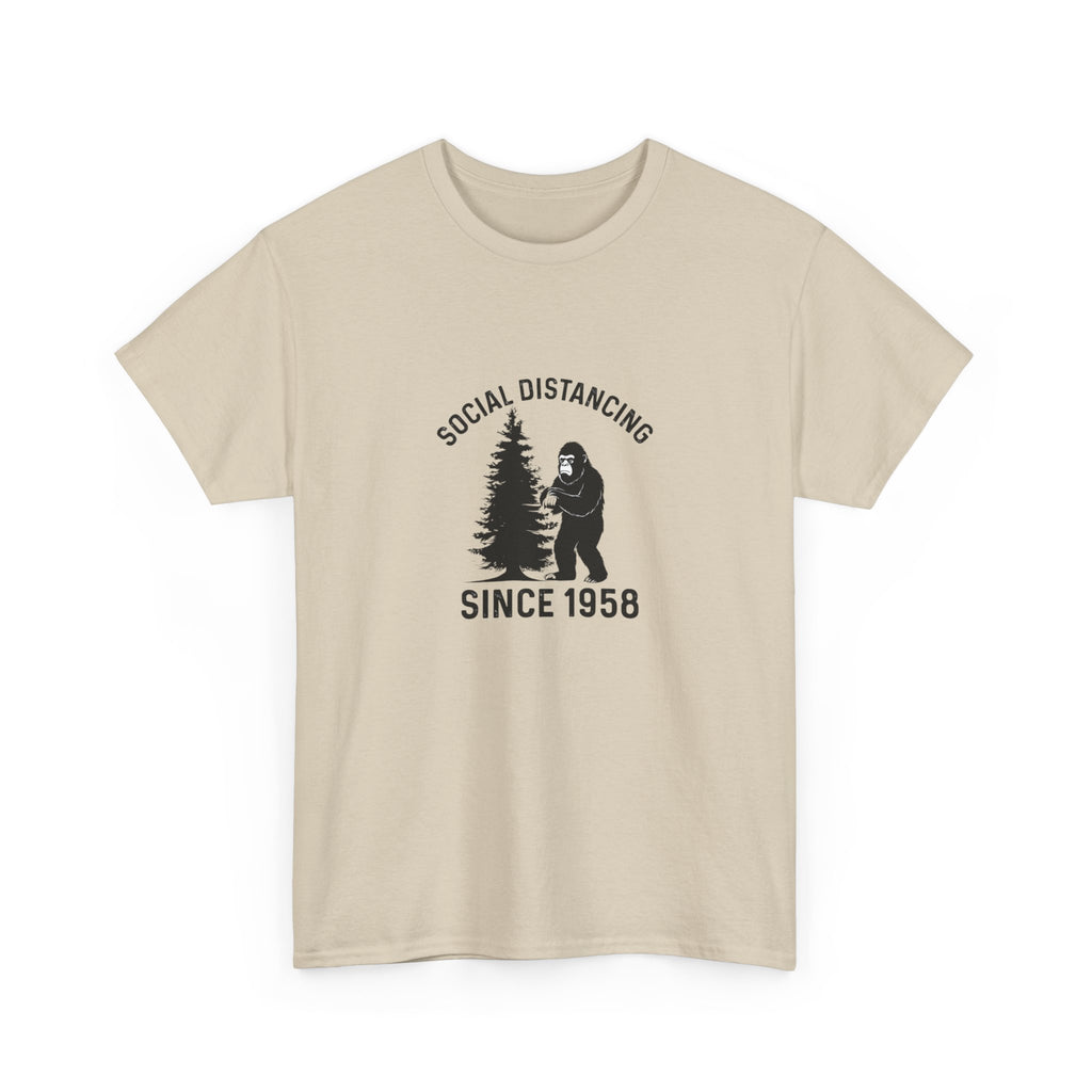 Bigfoot Social Distancing Since 1958 Tee | Sasquatch Forest Graphic Shirt