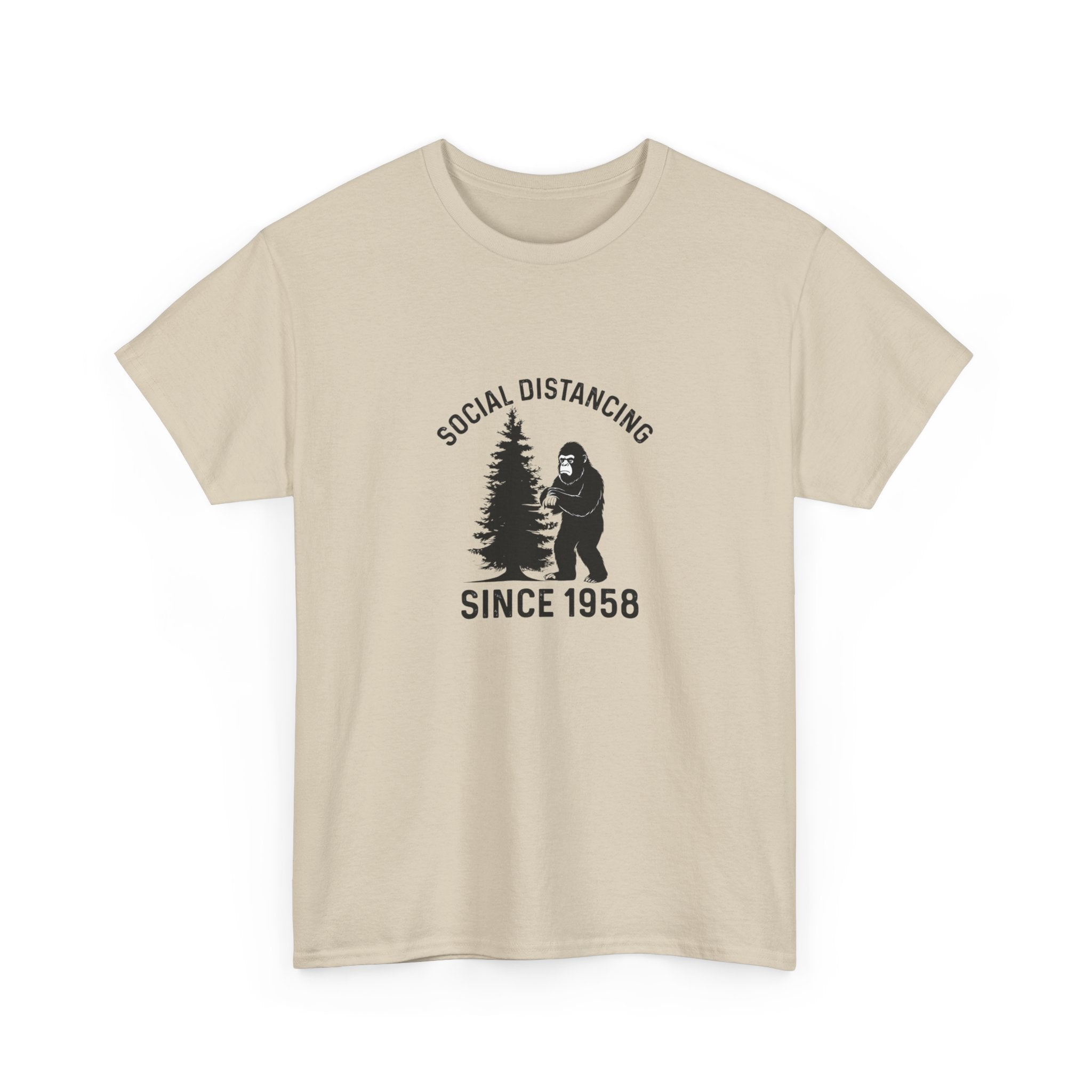 Bigfoot Social Distancing Since 1958 Tee | Sasquatch Forest Graphic Shirt