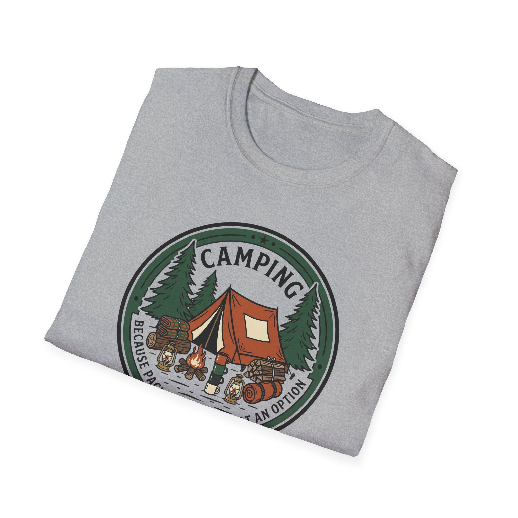 Camping Campfire Tent Graphic T-Shirt | Outdoor Adventure Cabin Design