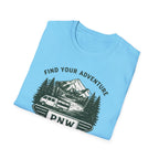 PNW Find Your Adventure T-Shirt | Pacific Northwest Camper Forest Design