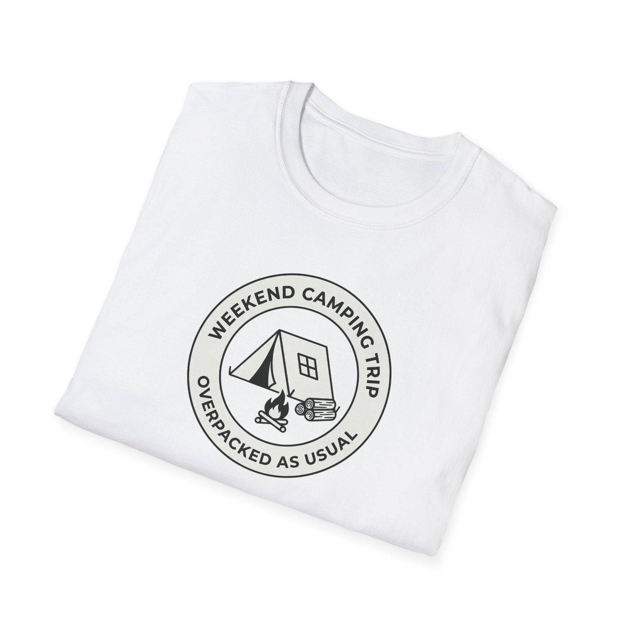 Weekend Camping Trip Overpacked As Usual T-Shirt | Camping Badge Tee