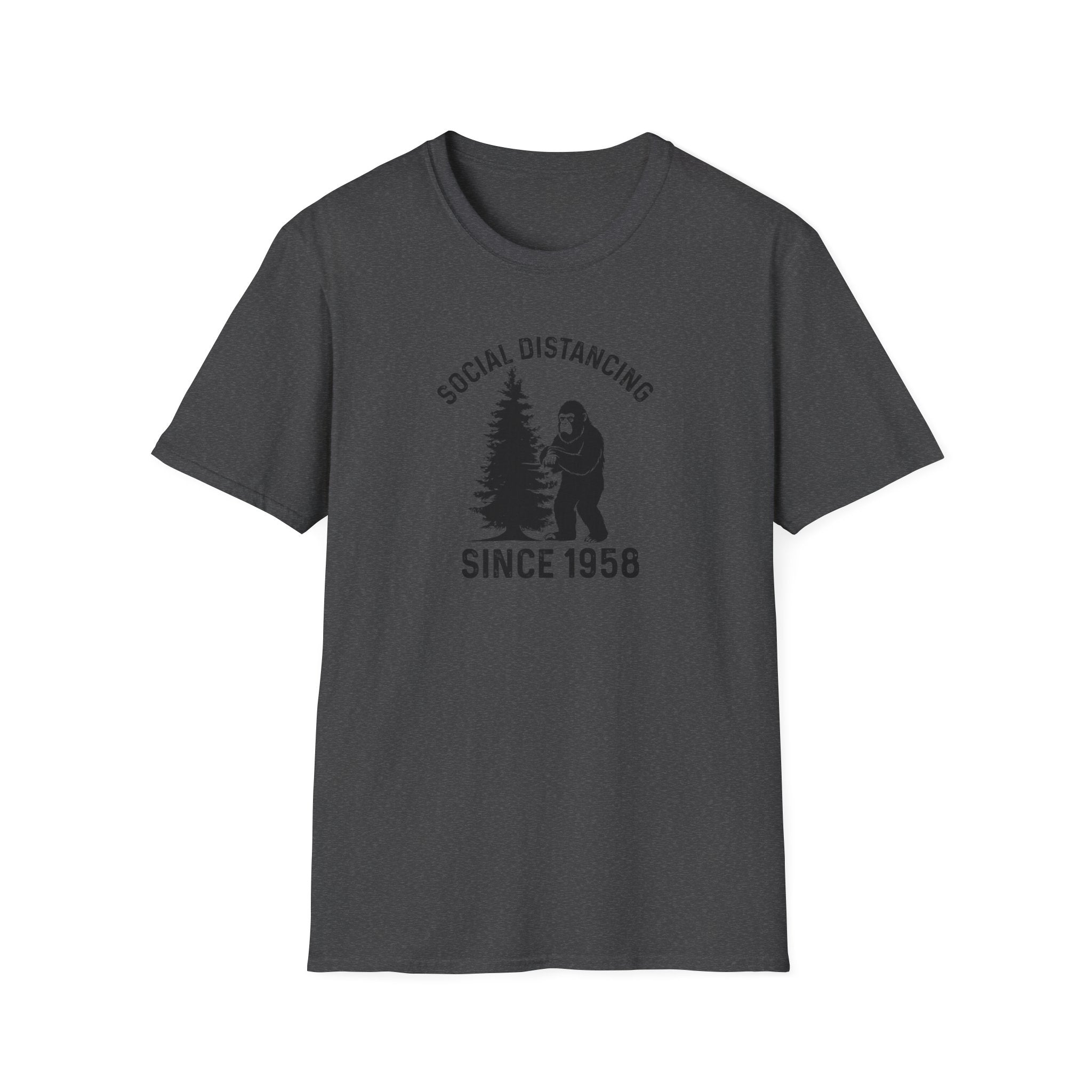 Social Distancing Since 1958 T-Shirt | Bigfoot Sasquatch Graphic
