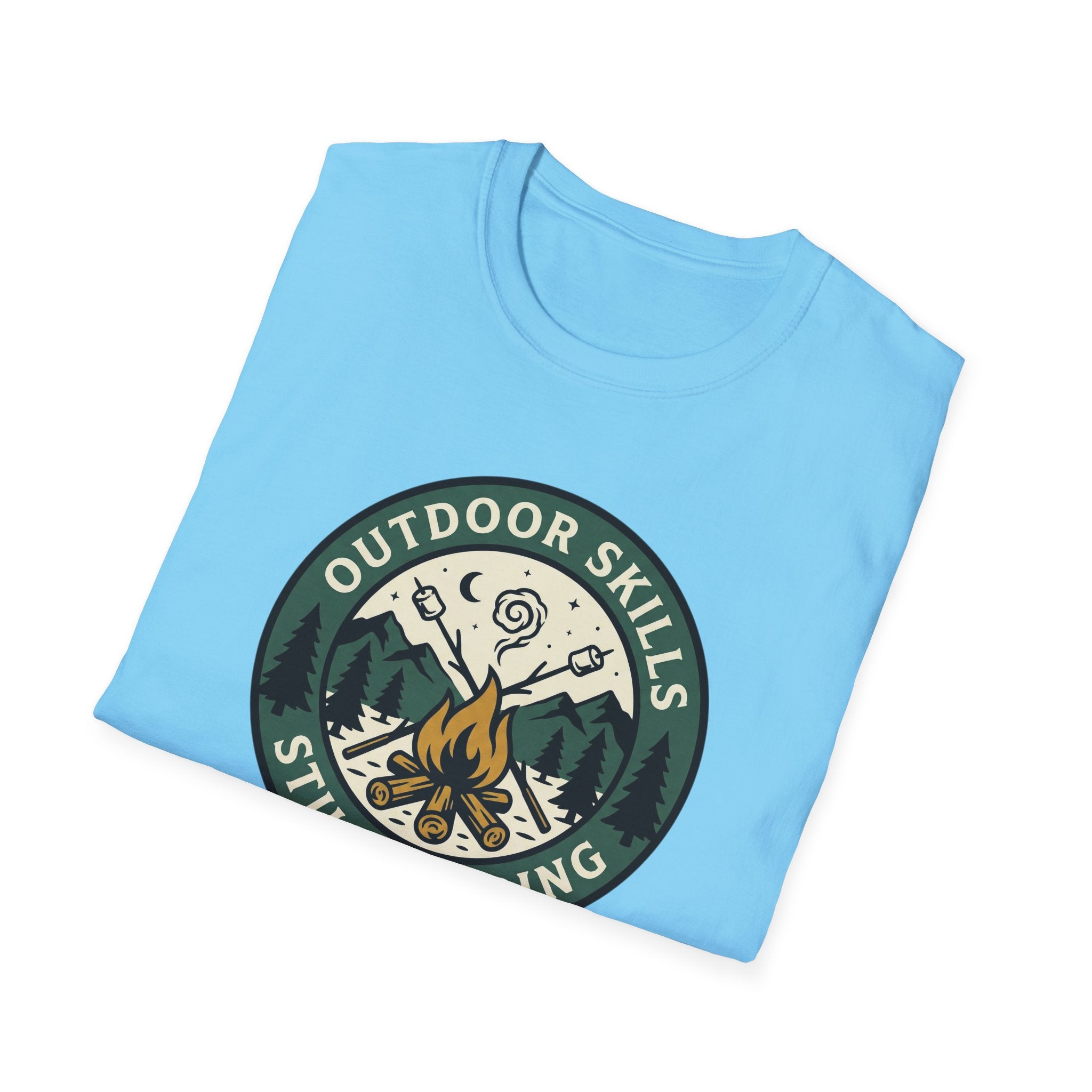 Outdoor Skills Still Pending T-Shirt | Camping Campfire Graphic Shirt