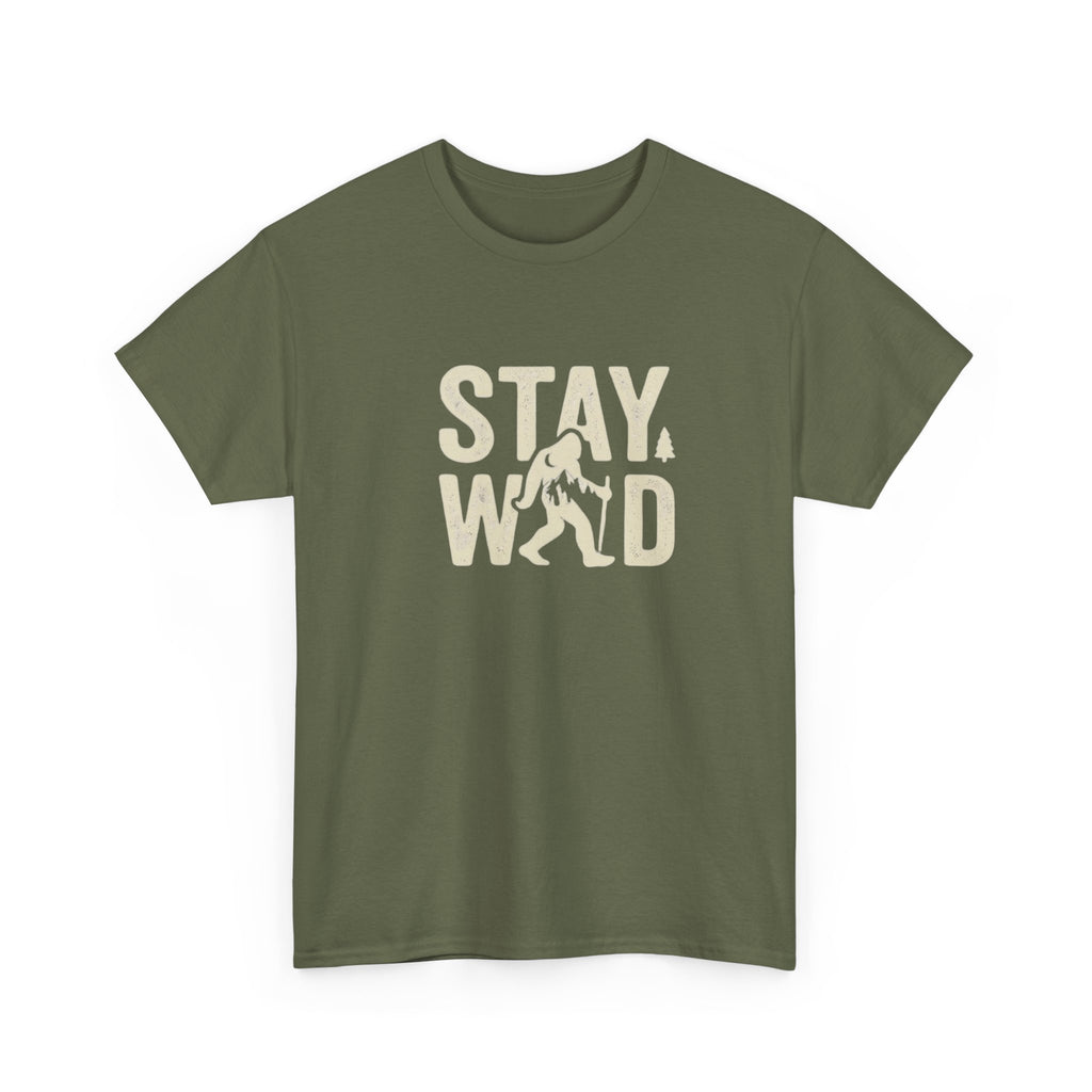 Stay Wild Bigfoot T-Shirt | Sasquatch Retro Typography Tee