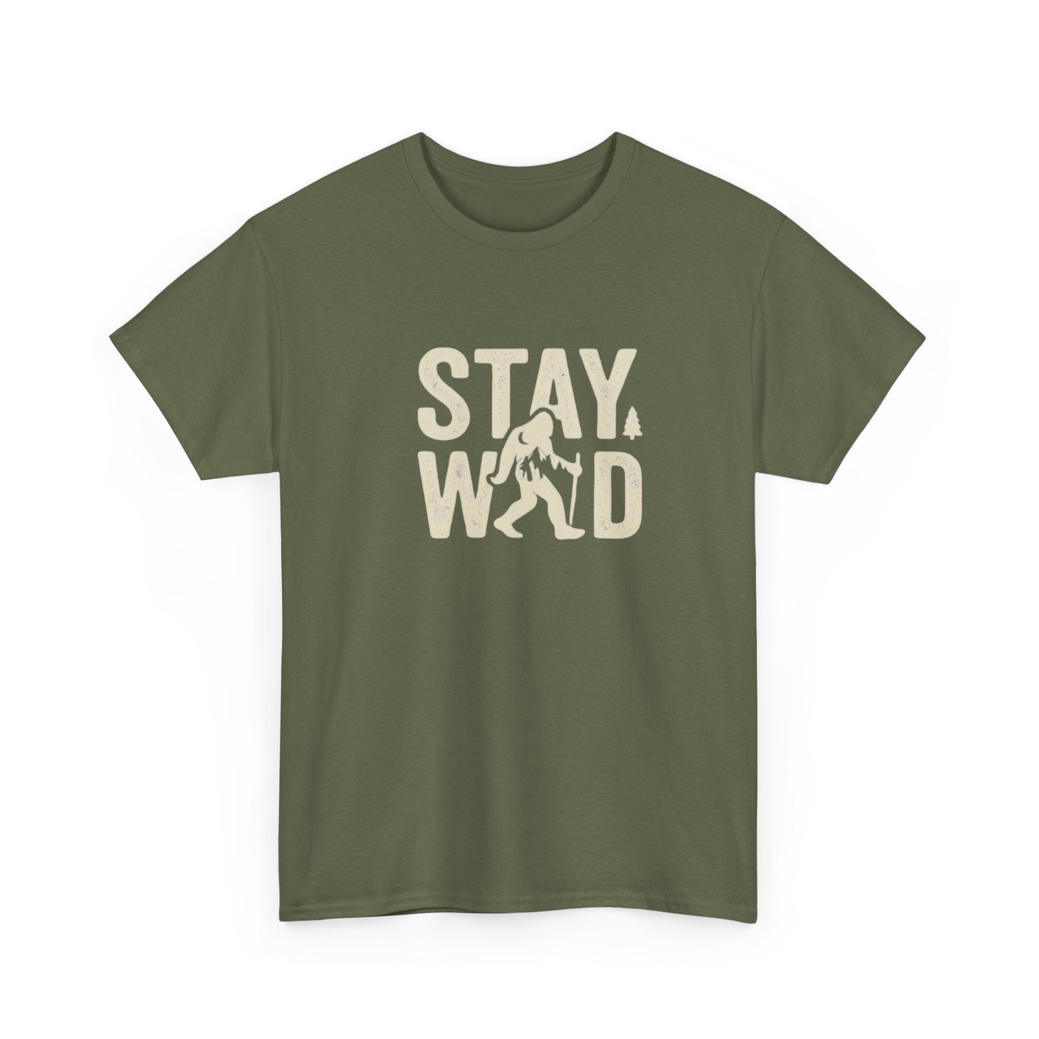 Stay Wild Bigfoot T-Shirt | Sasquatch Retro Typography Tee