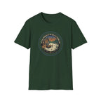 Retro Fishing Camp badge T-Shirt | Lake Sunset Outdoor Graphic