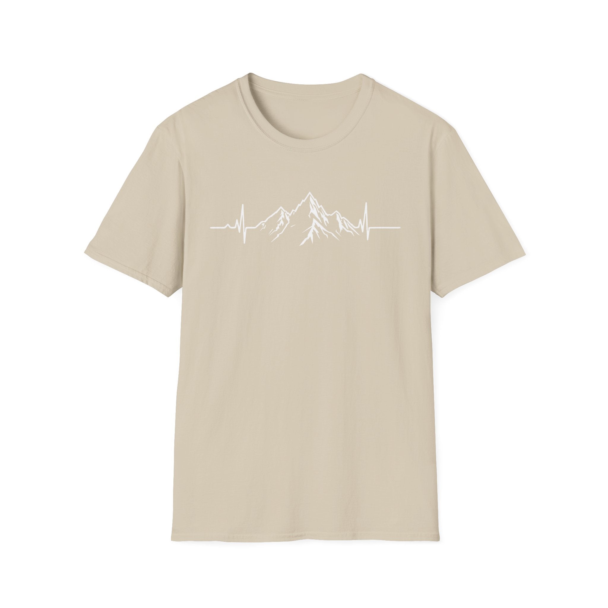 Mountain Heartbeat T-Shirt — Minimalist Mountain ECG Tee for Hikers & Outdoor Lovers