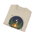 The Forest Whispers campfire scene T-Shirt | nighttime woods illustration