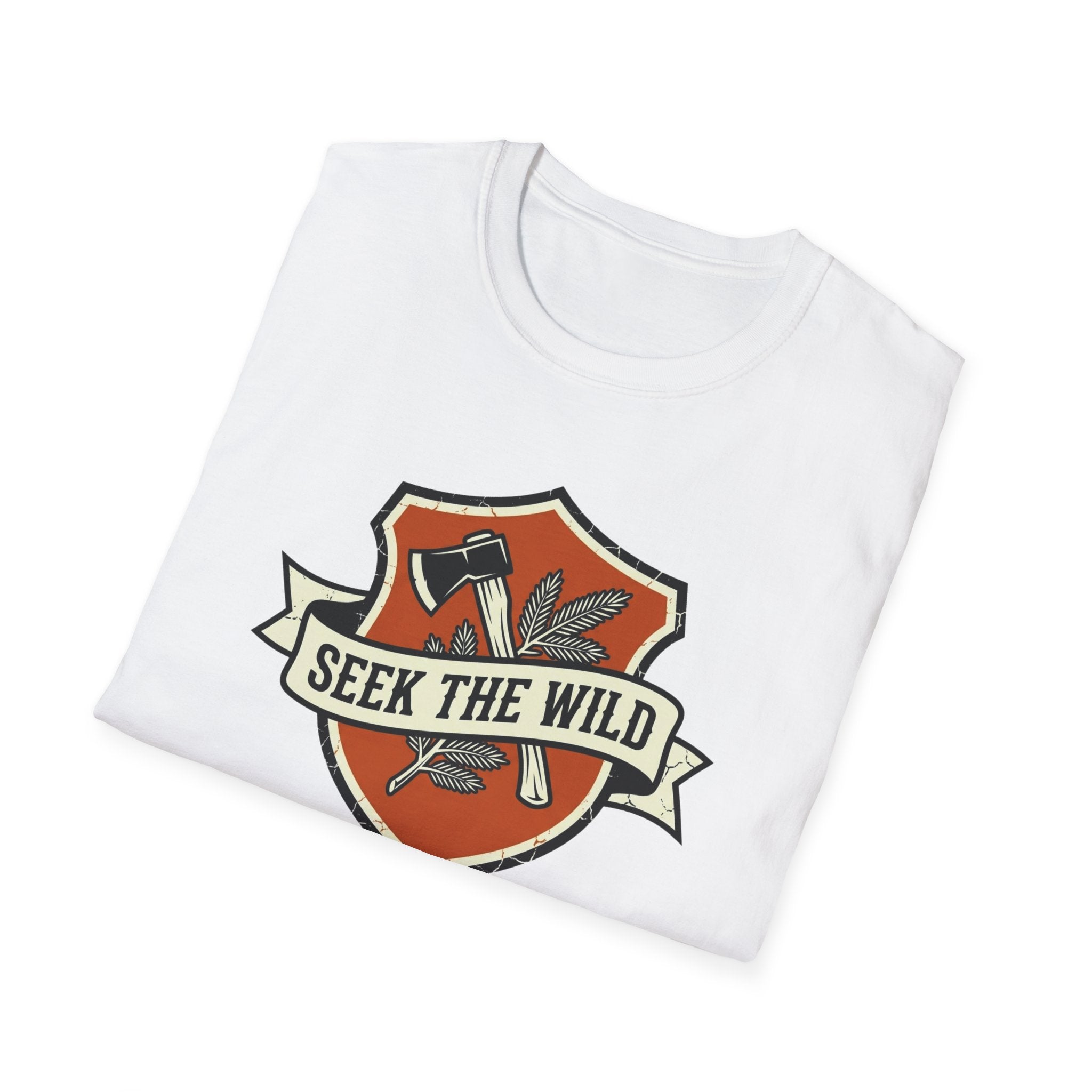 Seek The Wild emblem T-shirt | outdoor adventure badge design