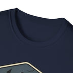 Camping Badge tent and campfire graphic T-Shirt | outdoors hiking adventure emblem