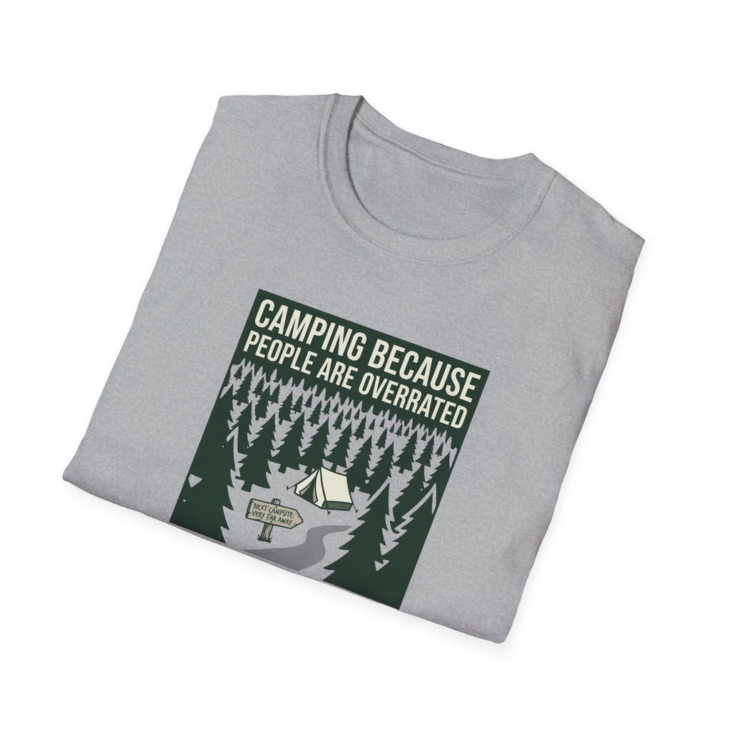 Camping Because People Are Overrated T-Shirt | Camper Graphic Tee, Forest Tent Design