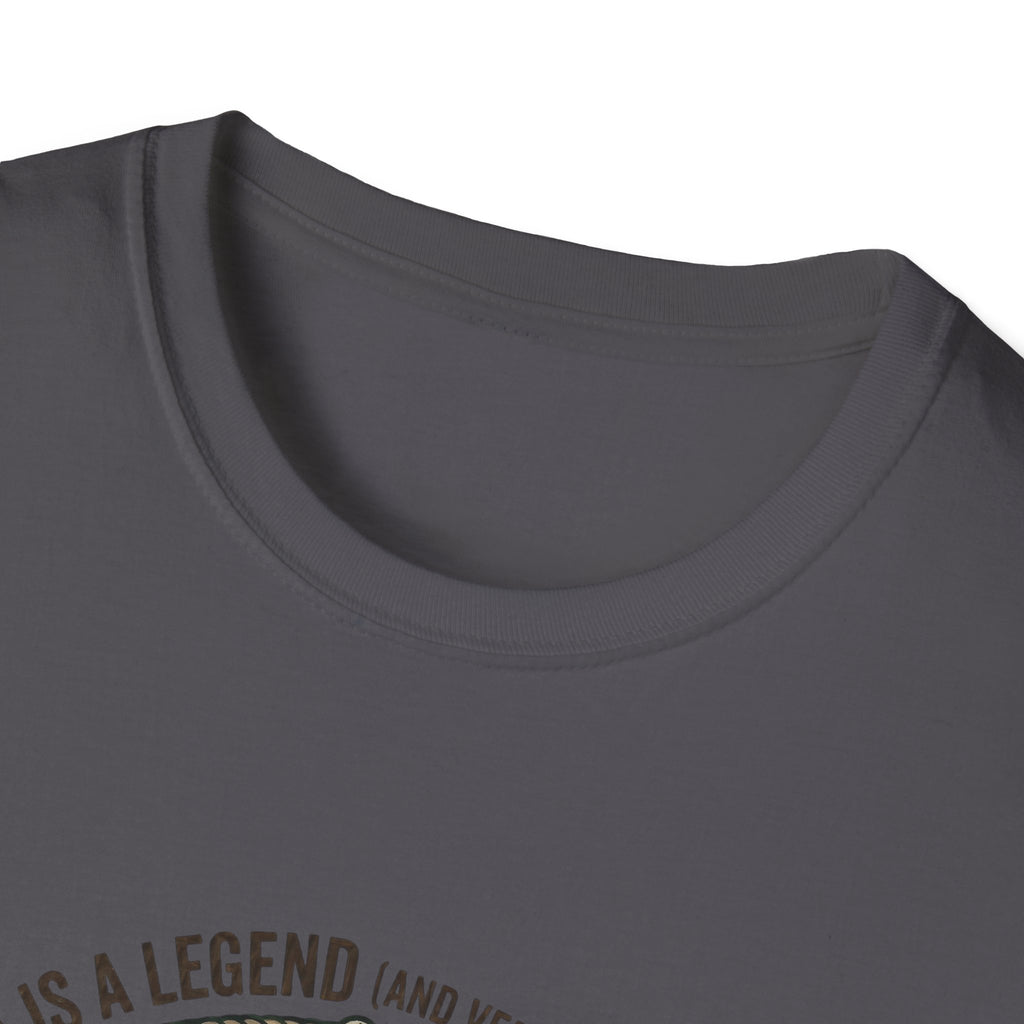 Dad is a Legend Camping T-Shirt | Bear, Campfire, Tent Cabin Illustration