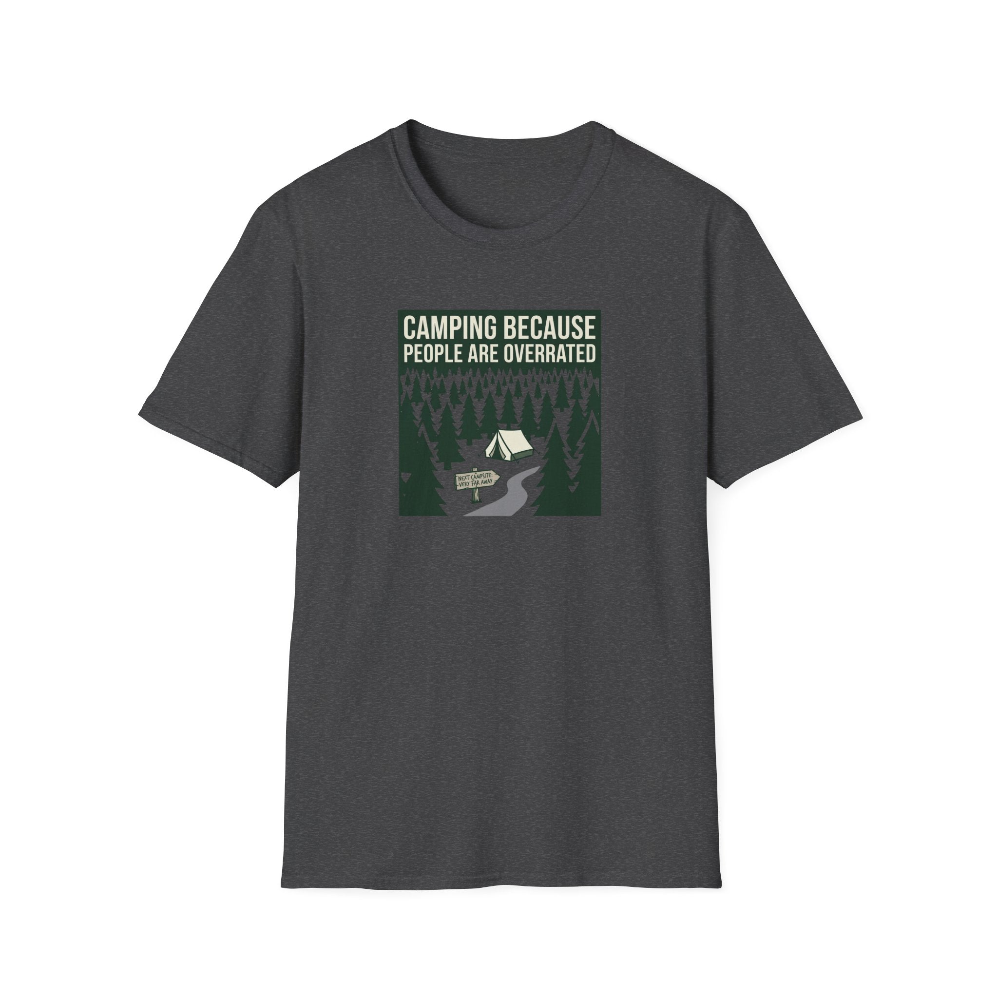 Camping Because People Are Overrated T-Shirt | Camper Graphic Tee, Forest Tent Design