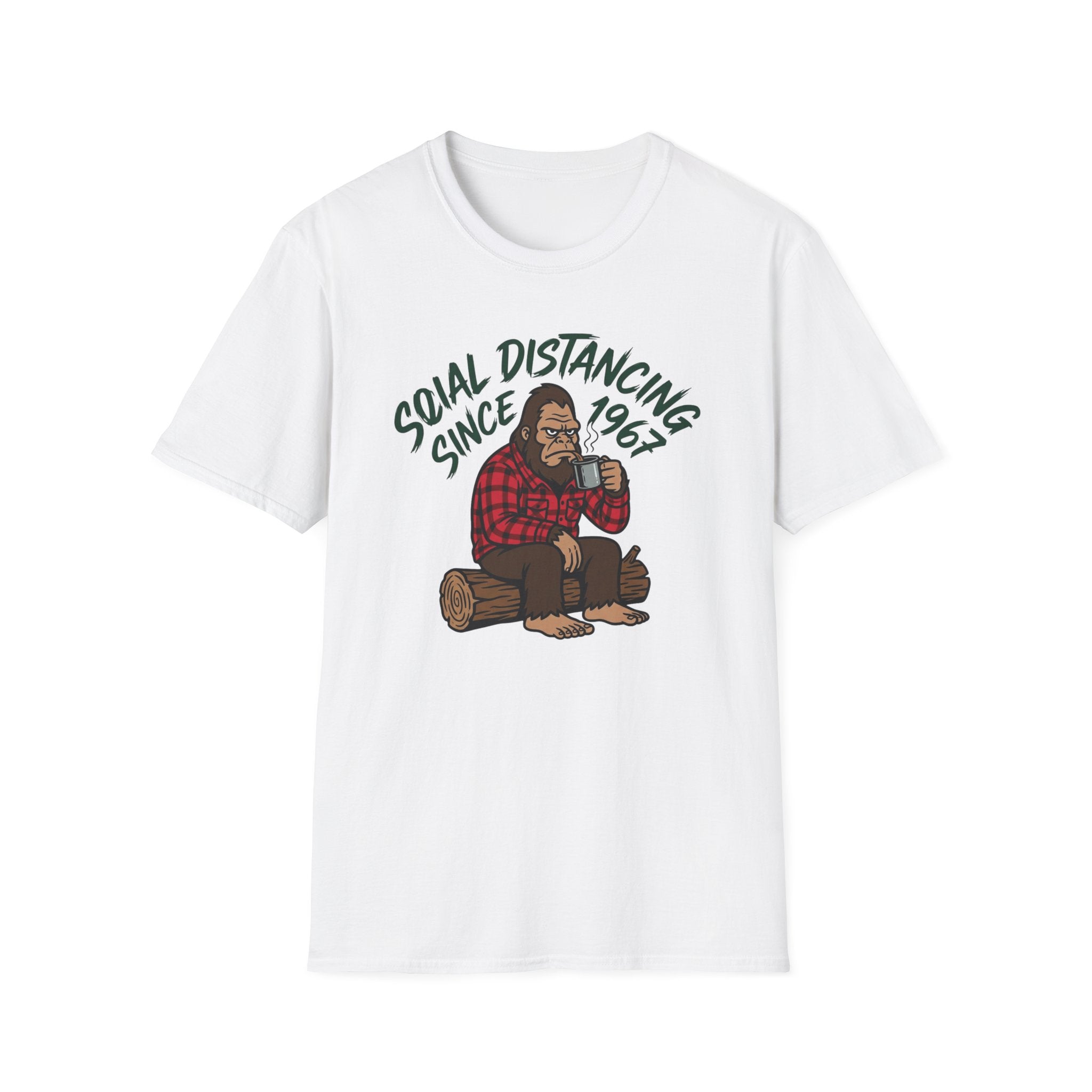 Bigfoot Social Distancing Since 1967 T-Shirt | Sasquatch Lumberjack Tee
