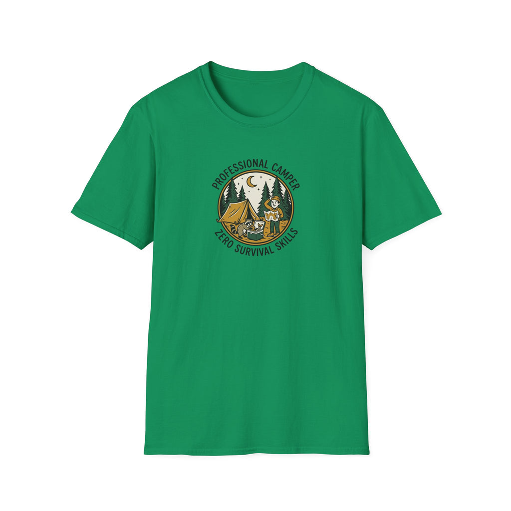 Professional Camper Zero Survival Skills T-Shirt | Camping Graphic Tee