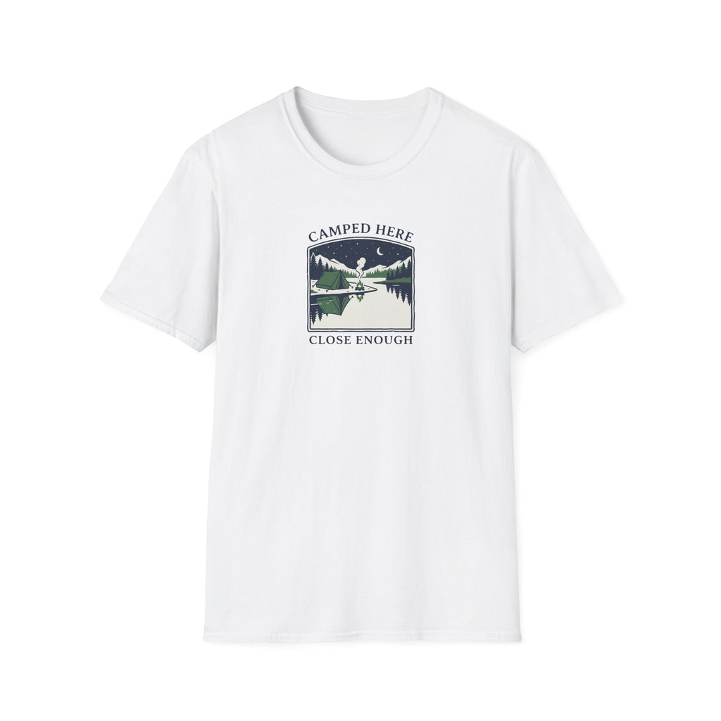 Camped Here Close Enough | T-Shirt, Canoe Lake Camping Graphic