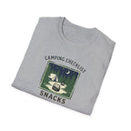 Camping Checklist Snacks T-Shirt | Camping Graphic Tee, Tent Campfire Design