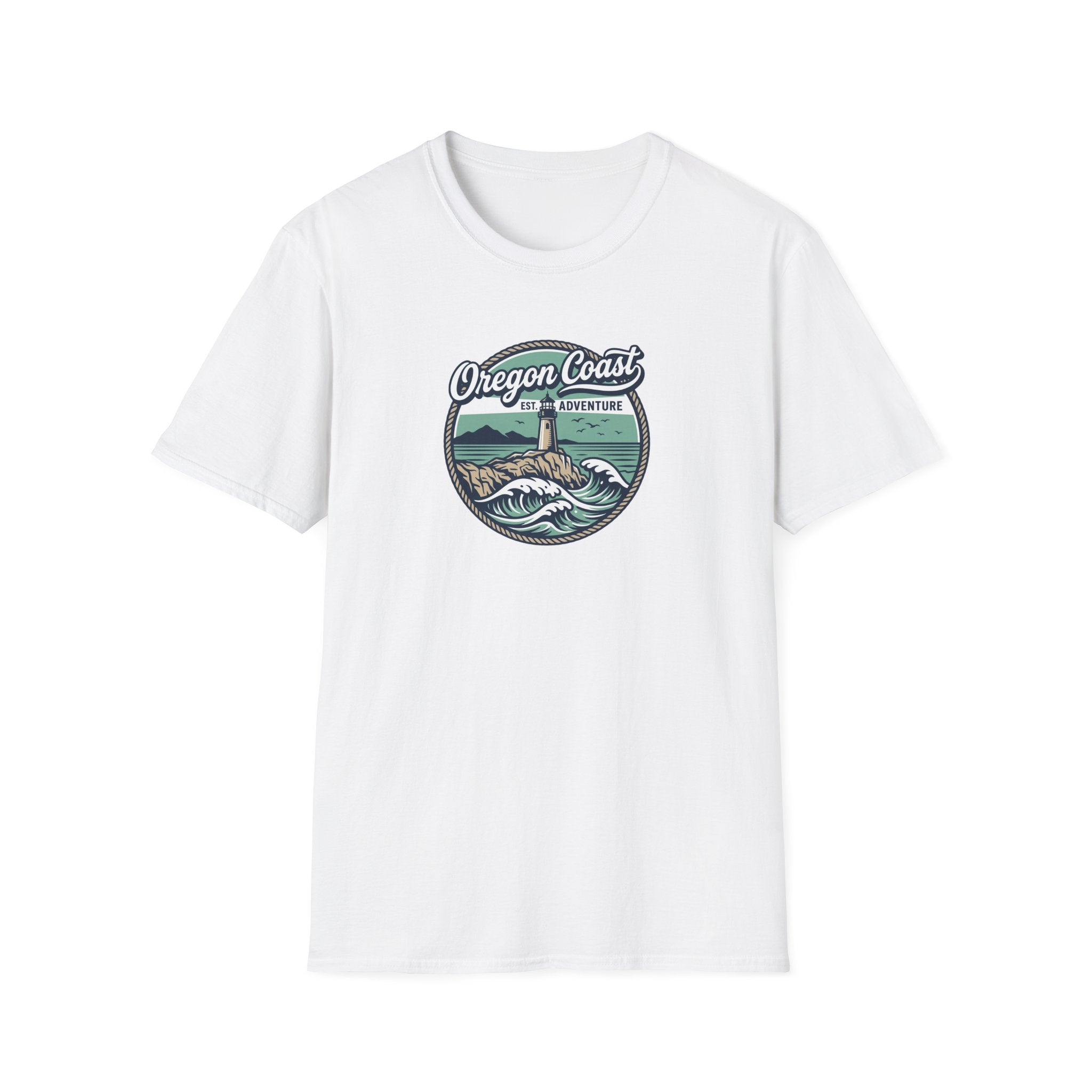 Oregon Coast Lighthouse Waves T-Shirt | Coastal Sunset Badge