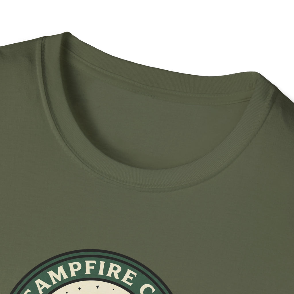 Campfire Club Patch design T-Shirt | Mountain Camping Logo Tee