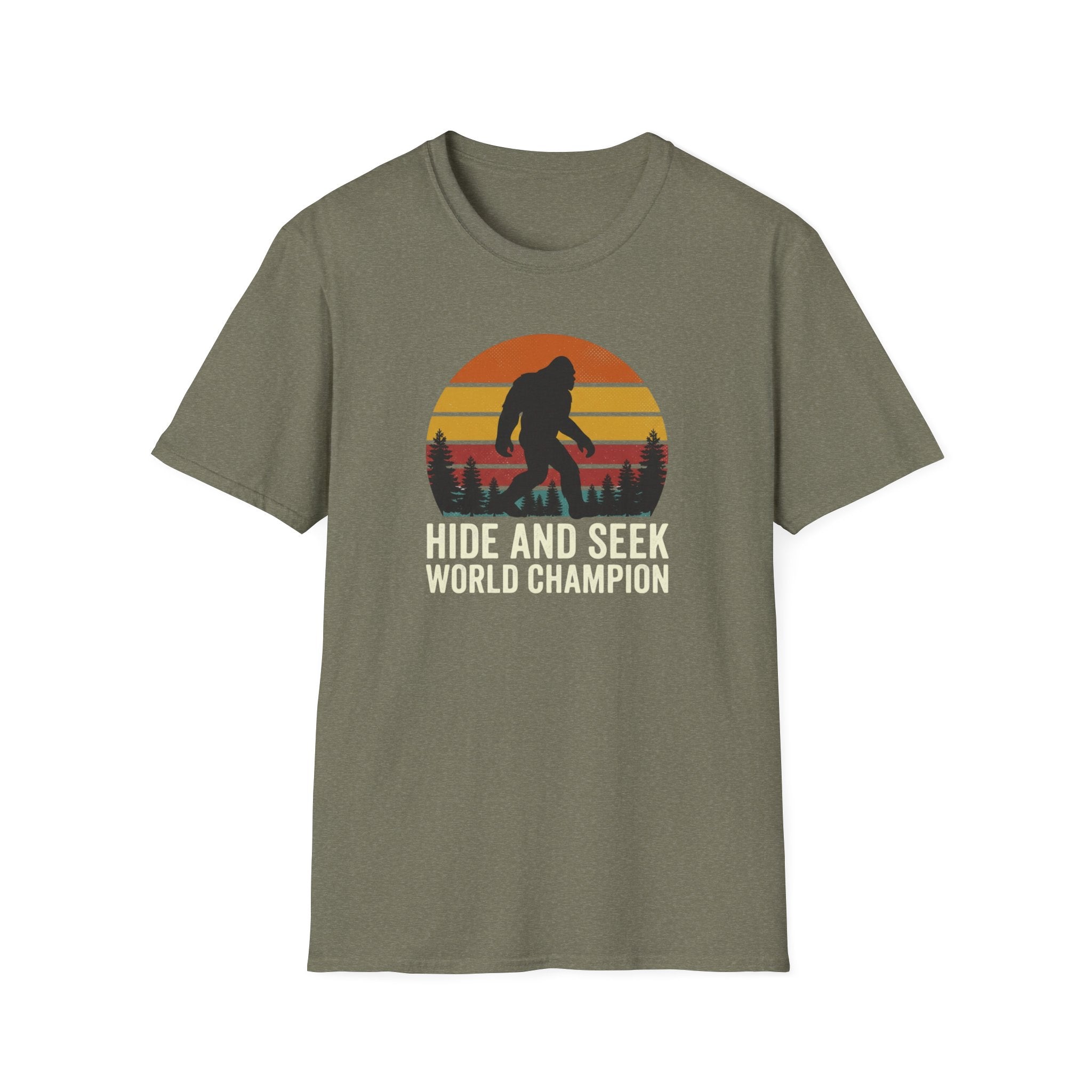 Bigfoot Silhouette Sunset T-Shirt | Retro Sasquatch Design