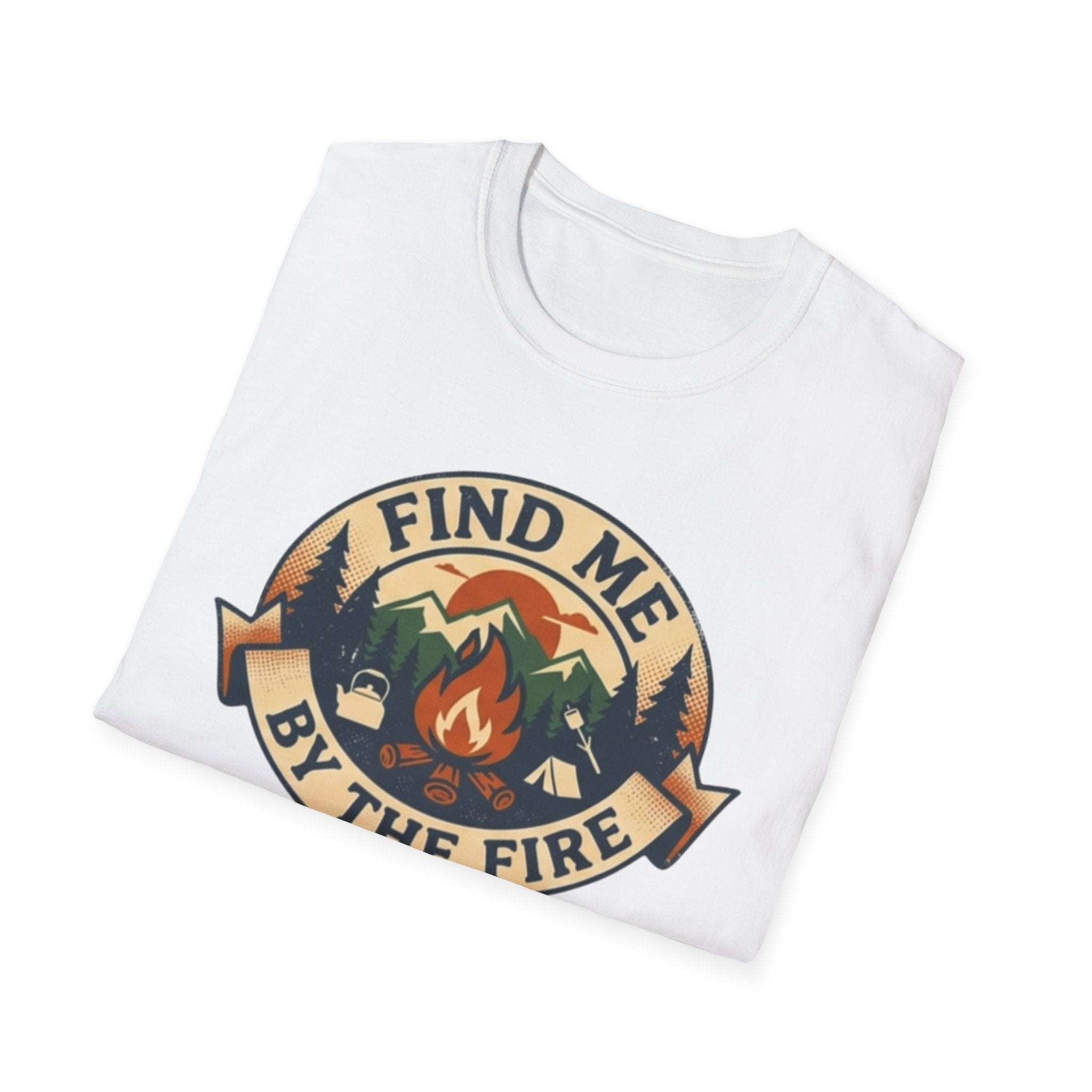 Find Me by the Fire T-Shirt | Campfire Mountains Camping Tee