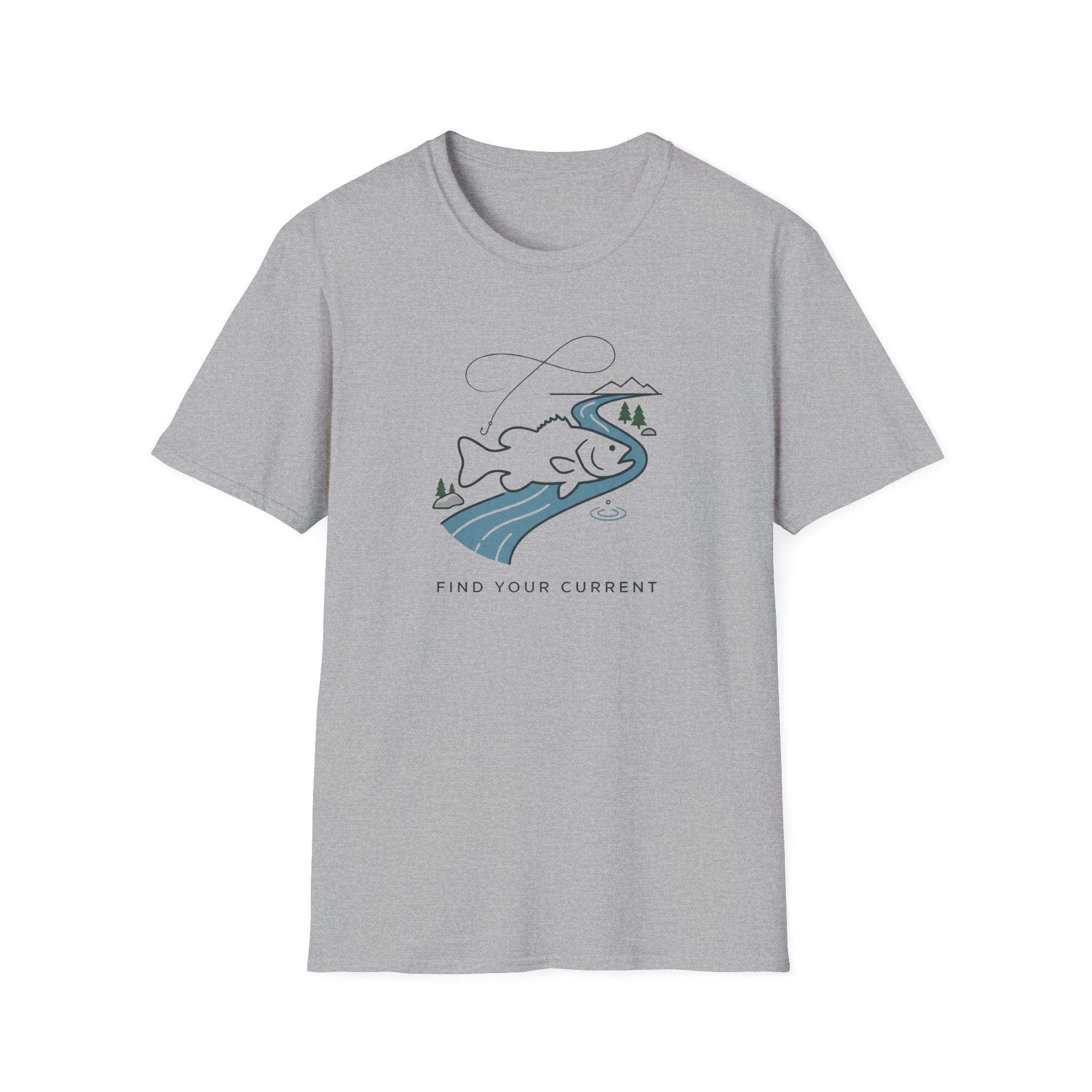 Find Your Current Wave T-Shirt | Surf River Whale Illustration