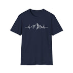 Mountain Heartbeat T-Shirt — Minimalist Mountain ECG Tee for Hikers & Outdoor Lovers