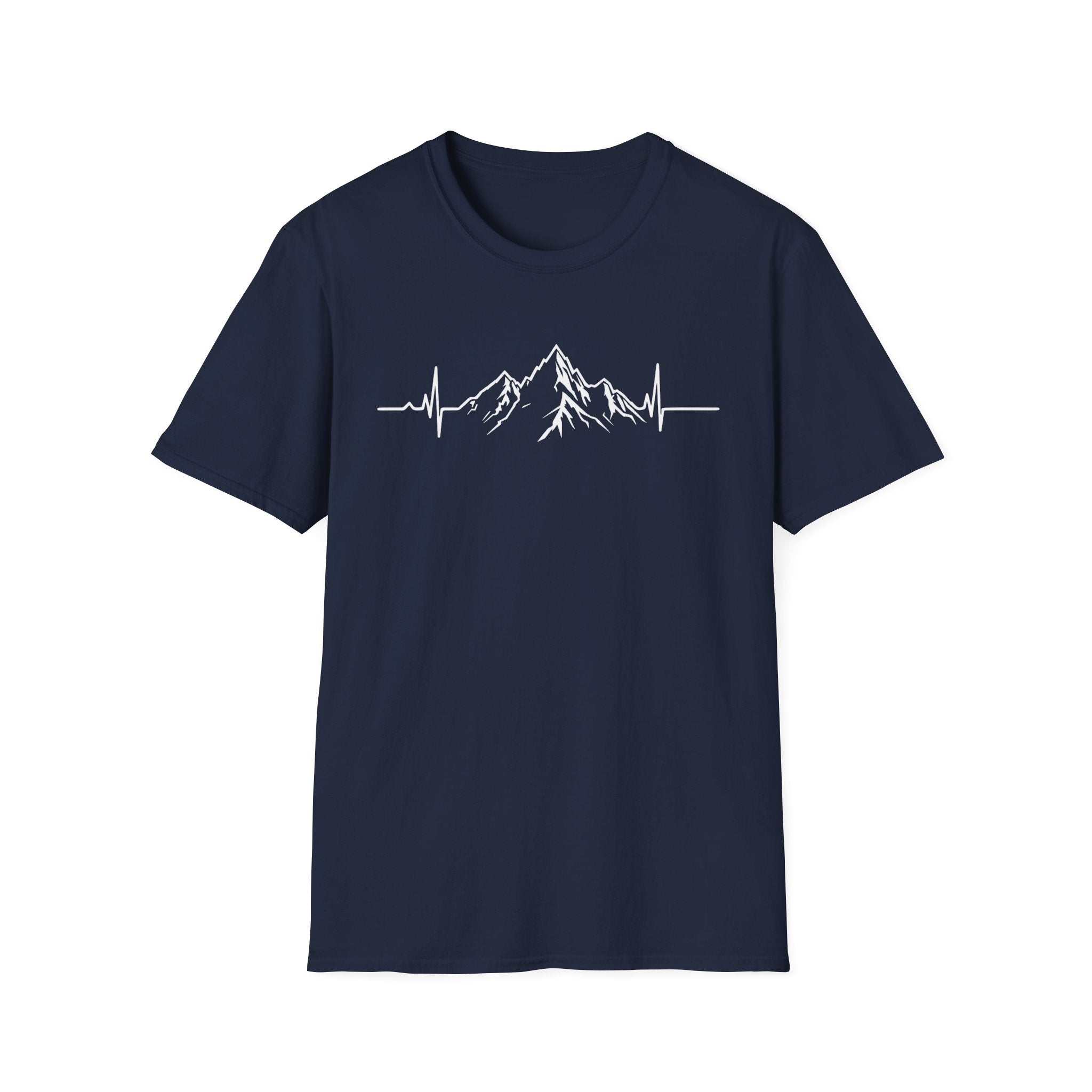 Mountain Heartbeat T-Shirt — Minimalist Mountain ECG Tee for Hikers & Outdoor Lovers