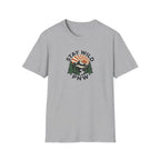 Stay Wild PNW T-Shirt | Mountain Sunset, Pine Trees, River Road