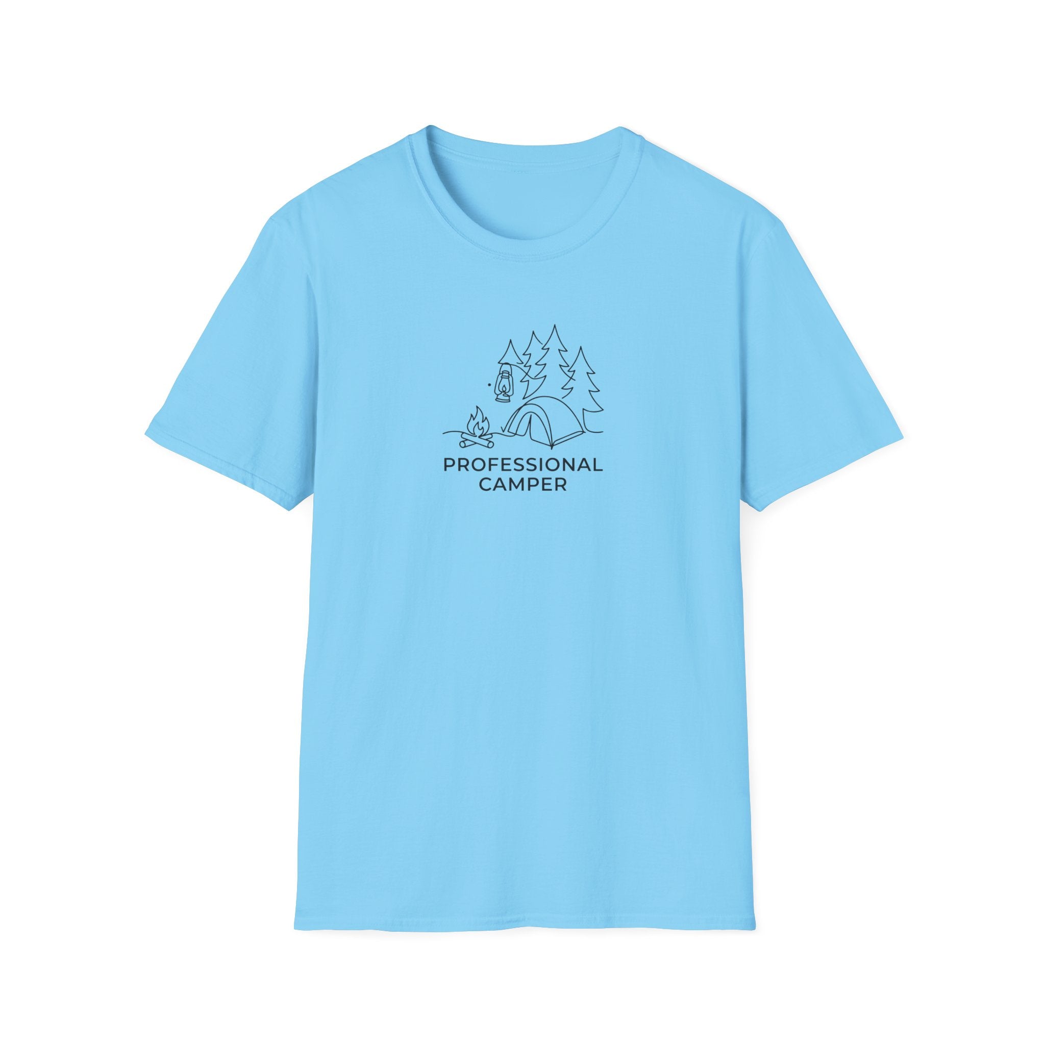 Professional Camper T-Shirt | Minimal Line Art Camping Design